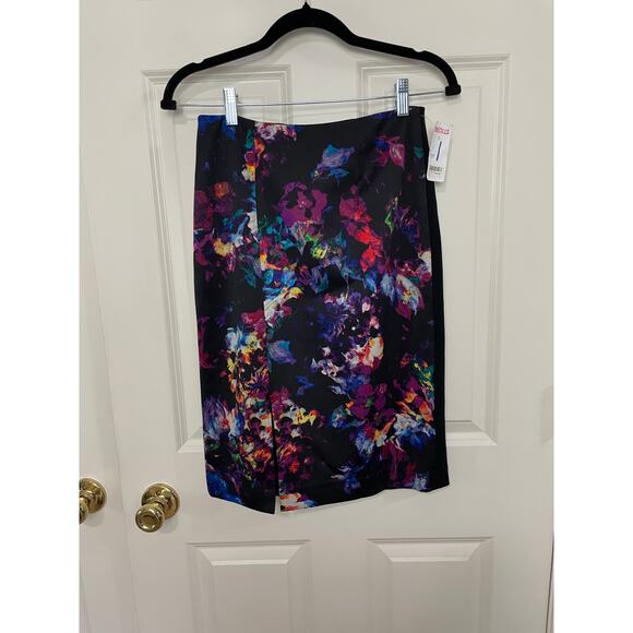 Ellen Tracy Floral‎ Print Career Skirt | Black Multi | NWT 4P - Picture 1 of 7